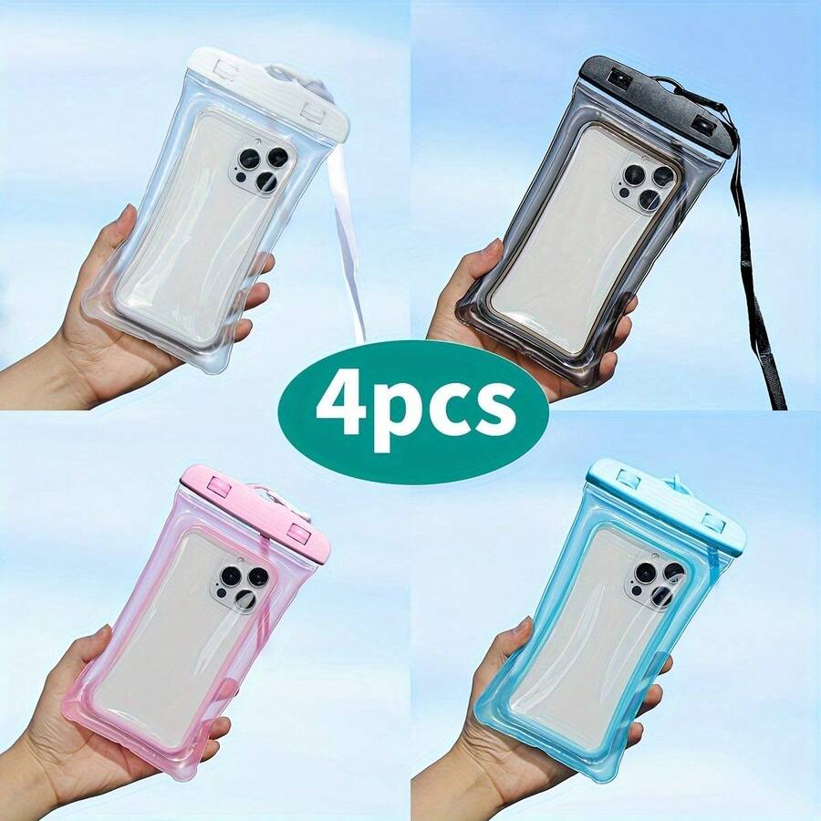 4pcs Waterproof Floating Phone Pouch, Compatible With IPhone 15 14 13 12 11 Pro Max XS XR X, Galaxy S23 S22 S21 Ultra Up To 7.0 Inch, With Dry & Wet Separation Function - 4 Pack - Multicolor - View 1