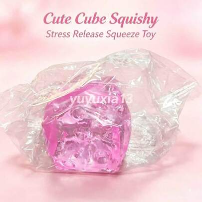 1pc.Aesthetic Clear Crystal Ice Block Squishy One Size.ESent At Random. Toy Transparent Jelly Texture Satisfying Squish Sensory Toy Independent Sealed Bag Cute Desktop Ornament Decompression Fidget Gift For Girls Kids.Squishy,