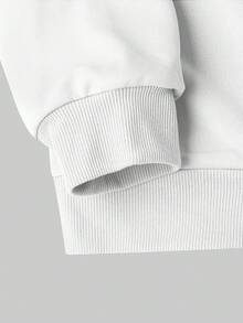 Set Kasual Pria Musim Semi/Gugur Minimalis dengan Motif Gradien Pohon Kelapa dan Huruf, Terdiri dari Sweatshirt Lengan Panjang dan Celana Pendek, Terdiri dari Sweatshirt dan Celana Pendek. - Putih - View 3