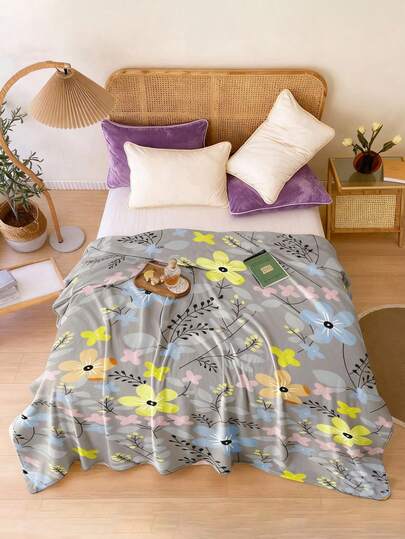 Manta Con Estampado De Flores Cosmos Tulipán Camelia Etc, Tamaño Matrimonial 180*200CM, Extra Suave Para Cama Y Sofá