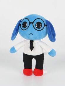 BIUBLIULAND Boneka Anjing Lucu Bertelinga Panjang Biru Ukuran 10 Inci, Boneka Hewan Kartun Lembut dengan Kacamata/Tongkat Penopang, Mainan Figur Karakter Game Lucu dan Menyeramkan untuk Hadiah Anak-Anak Penggemar - MultiWarna - View 6