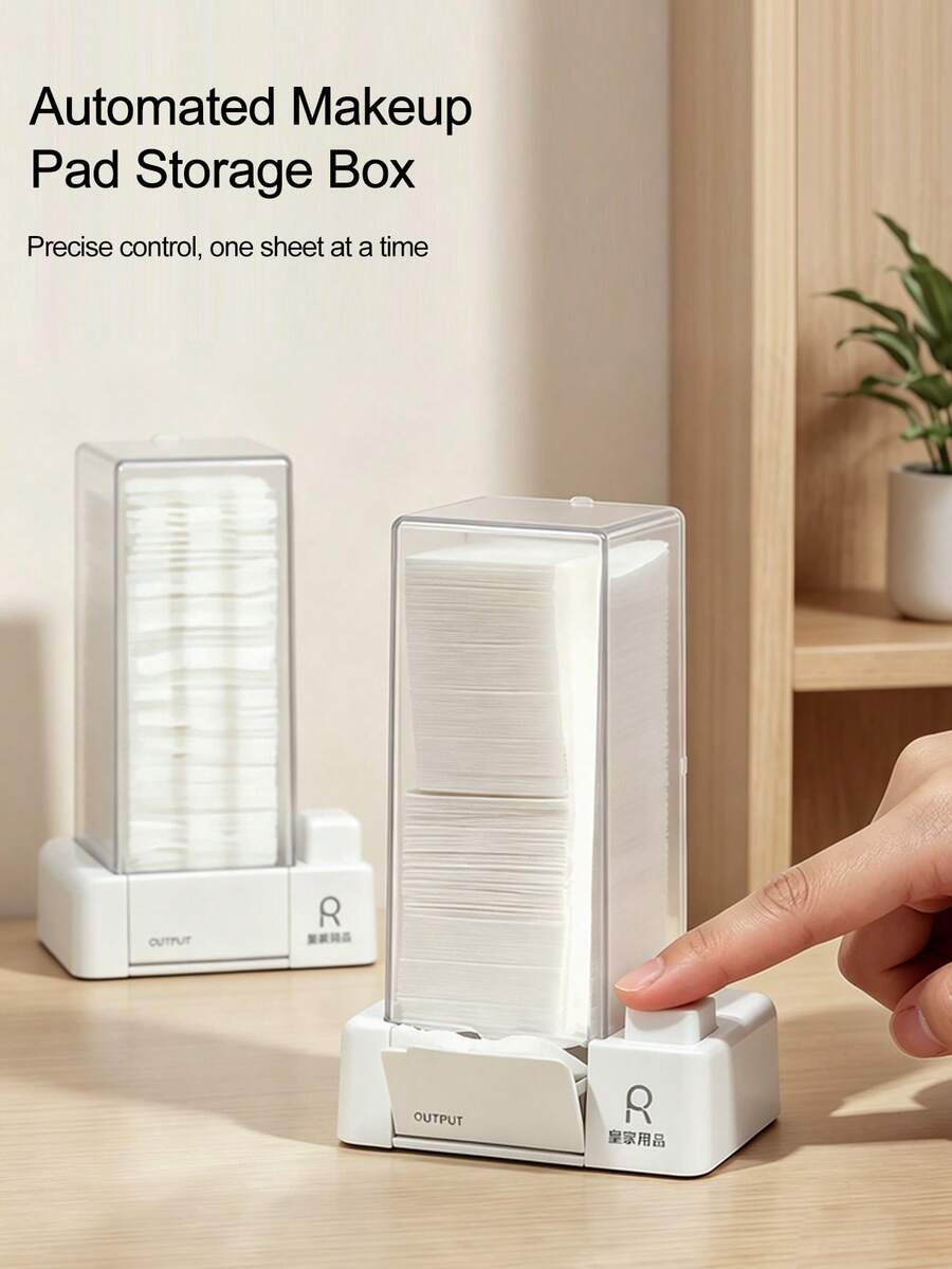 Automatic Press Cotton Pad Storage Box, Auto-Pop-Up Nail Polish Remover Wipes, Cleaning Cotton Pads, Makeup Pad Pads Dust-Proof Storage Box - Multicolor - View 1