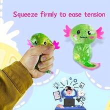 Coconut Oil Glitter Axolotl Squishy Toy, Maltose Filled Transparent Amphibian Slow Rebound Stretchable Squeeze Toy, Malleable Tactile Stress Relief Toy, Random Color, Suitable For Boys And Girls Classroom Rewards, Party Favors And Anxiety Relief - Multicolor - View 5