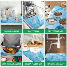 1 pieza Alfombrilla de drenaje de cocina de tierra de diatomeas con patrón de mármol azul & blanco y dorado, alfombrilla absorbente de secado rápido y antideslizante para cafetera y alfombrilla de secado de platos, adecuada para encimera de cocina y mesa de comedor - Multicolor - Ver 7