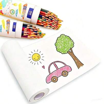 Back To School Classroom Drawing Supplies, Kindergarten Painting And Doodling, Painting Coloring Filling Long Roll Pure White Drawing Paper, Children's Doodling Drawing Paper, Kindergarten 100m Canvas No Dirty Wall Whole Roll Thickened Art Paper Super Long, Back To School Painting Paper, Classroom Use Cuttable Drawing Paper