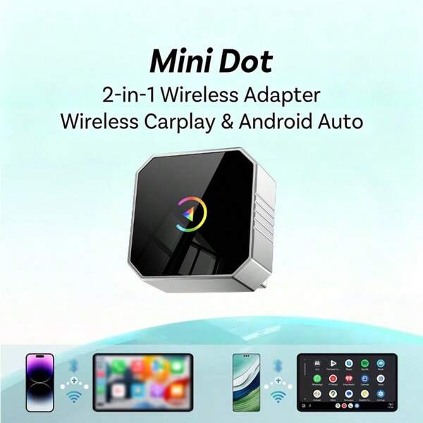 Adaptador inalámbrico CarPlay, adaptador universal mini 2 en 1 Android Auto, compatible con vehículos iOS 10+ y Android 11+, conector de CarPlay inalámbrico de USB cableado a inalámbrico, edición naranja de lujo