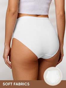 1pc Women's Plus Size Seamless Panties High Waist Briefs Lifting Buttock High Elasticity Panty Comfortable & Breathable Women Lingerie - White - View 2