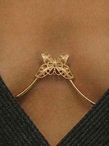 1pc Gold New Sexy Party Bow Body Chain, Rhinestone Bra Chain, Fashion Nightclub Style Women's Decoration - Multicolor - View 1