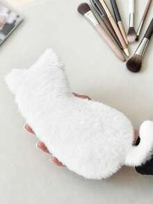 Cute Plush Cat-Shaped Makeup Brush Bag, Soft Plush Cosmetic Storage Bag With Zipper Closure, Suitable For Makeup Brushes, Lipsticks And Other Small Beauty Tools - Multicolor - View 6