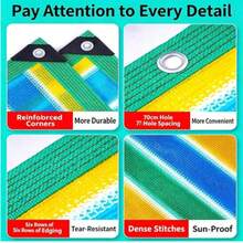 Large Size Colorful Sun Shade Net For Garden, 95% UV Protection, Breathable Outdoor Shade Cloth With Grommets, Suitable For Patio, Greenhouse And Plants - One Size Fits All - View 11