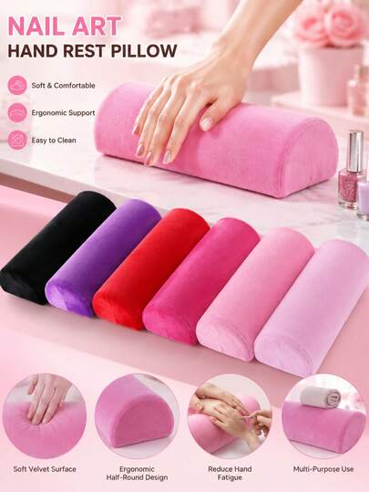 Half-Circle Nail Art Arm Rest, Solid Color Towel Fabric Nail Art Arm Support, Detachable And Washable Design, Soft And Comfortable Nail Art Tool, Multiple Colors Available. Perfect For Home, Salon And Beach Use. Great Gift For Makeup Enthusiasts And Body Painting Beginners.