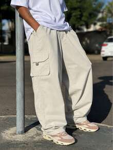 Dazzling Men's Plus Size Pants For Style And Comfort - 米色斜紋布 - 查看 3