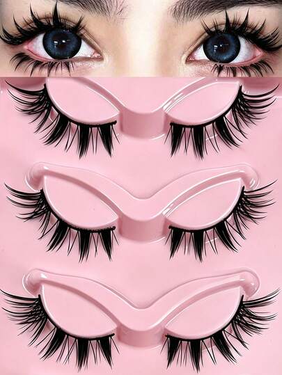 Hinarin 5 Pairs Spiky Cartoon Cat Eye False Eyelashes, Exaggerated Thick Full Strip Black Stem, Delicate Fluffy Strip Lashes, Doll Eye Style, Elongated Tail, Faux Mink, Fluffy Soft Criss-Cross Design, Suitable For Cosplay, Party And Holiday Makeup