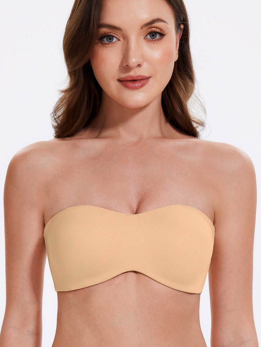 MELENECA Women's Strapless Bra For Large Bust Minimizer Unlined Bandeau With Underwire