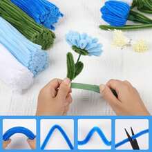 Kit Buket DIY Batang Chenille Aneka Warna 201/212pcs, Bahan Kerajinan Tangan Batang Chenille Lembut dan Mewah, 200pcs Batang Chenille Campuran Warna, Batang Bunga, Pita Bunga, Panduan Langkah demi Langkah dan Video Tutorial, Kit Kerajinan Tangan Bunga untuk Pemula - 201 buah - View 12