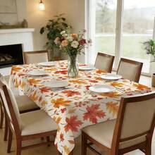 1pc Minimalist Autumn Maple Leaf & Berry Pattern Tablecloth, Stain-Resistant Dining Table Decor Cloth, Suitable For Kitchen, Dining Table, Coffee Table, TV Stand, Entryway, Party Holiday Decoration, Home Decor, Autumn Gathering - Multicolor - View 5
