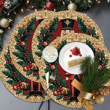 2/4/6/8pcs 14 Inch Diameter Christmas Placemats, Red Nutcracker Round Flower Shape Table Decor Suitable For Christmas Day Kitchen Dining Room Decoration - Multicolor - View 6