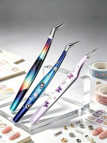 高精度鑷子，適用於睫毛接長、美甲、剪貼簿與假睫毛 - 彩色 - 查看 7