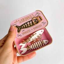 Creative Sardine Can Portable Jewelry Box, Fish Bone Necklace Anti-Tangle Storage Box, 1 Jewelry Box + 2 Fish Bones, Travel Mini Ring Earring Jewelry Organizer, Travel Jewelry Organizer Box, Portable Jewelry Storage Box, Suitable For Gift Or Personal Use, Travel Essential - Multicolor - View 14