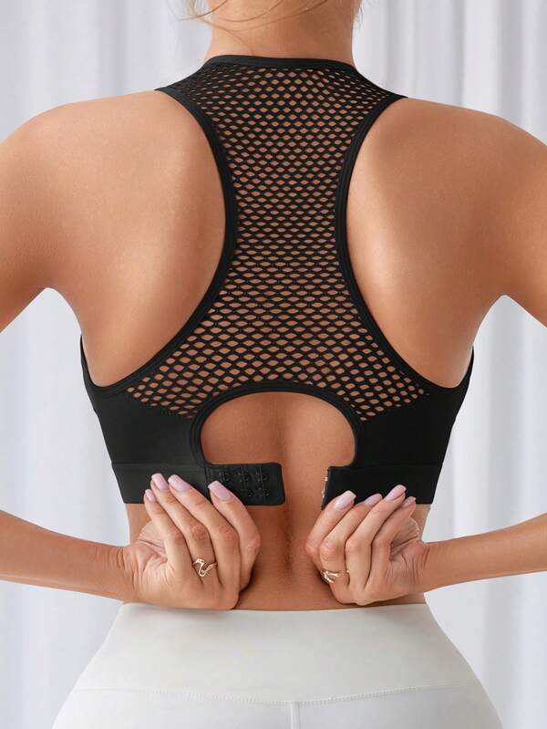 1pc Women's Back Closure Tank Bra, Detachable Padding Wide Strap Comfortable Lingerie
