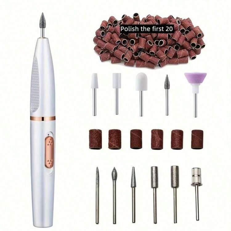 Mesin Pengikir Kuku Portabel Baru dengan 11 Kepala Pemoles dan 20 Cincin Pengamplasan, Penggiling Kuku untuk Manikur, Pena Pemoles, Salon Perjalanan dan Penggunaan di Rumah, 300mAh - MultiWarna - View 8
