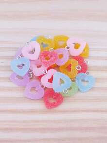 20/50pcs Colorful Soft Candy Heart Shaped Pendant Charms, Cute Kawaii Resin Pendants For Earrings, Bracelets, Jewelry Making, Bulk - Multicolor - View 6