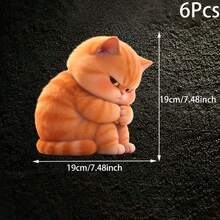 10/6/5/3/2/1pc Cute Grumpy Orange Tabby Cat Stickers Kawaii Ginger Kitten Removable PVC Funny Animal Decals For Car Window Bedroom Luggage Rome Auto Decor Fall Bathroom Decor Halloween Wall Decor - A - View 15