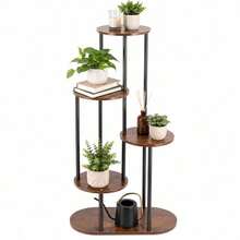 Modern Plant Stand 4/5/6 Tier Wooden Shelving & Metal Flower Rack For Indoor Garden & Outdoor Use - Black - View 13