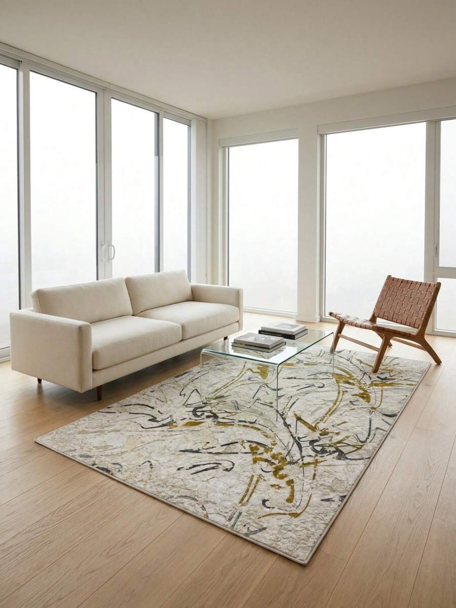 Vicenza Machine Washable Non-Slip Decorative Modern Vintage Kitchen Runner Hallway And Living Room Rug - Baby Blue - View 1