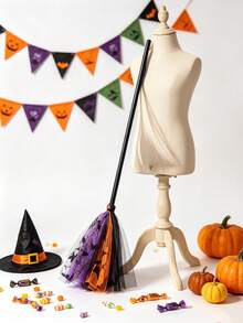 Halloween Witch Broom, Plastic Broom Prop, Suitable For Halloween Witch Costume Party Decoration, Halloween Performance, Cosplay Party, Halloween Costume Decoration Broom Set - Witch Broom - View 4