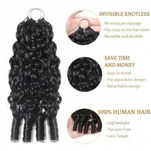 Burmese Curly Human Hair For Crochet, 18 Inch, 50g, Knotless, Pre-Separated, Invisible, Lightweight, Reusable, Crochet Hair Extensions, Natural Black - Natural Black - View 3