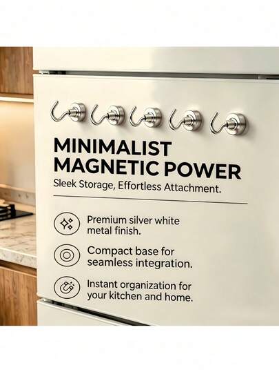 Ganchos Magnéticos de Metal - Mini Ganchos Magnéticos de Metal, Estilo Clásico Vintage Premium Reforzado Resistente al Desgaste, 6 piezas/Paquete, Adecuado para el Hogar, la Cocina, el Lugar de Trabajo, la Oficina y Múltiples Escenarios, Capacidad de Carga Vertical 2kg, Ganchos Prácticos