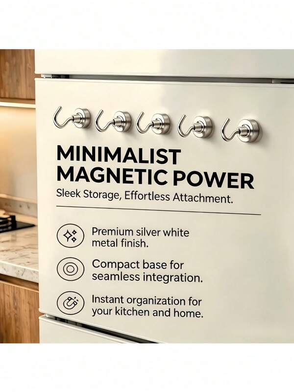 Metal Magnetic Hooks - Mini Metal Magnetic Hooks, Premium Thickened Wear-Resistant Vintage Classic Style, 6pcs/Pack, Suitable For Home, Kitchen, Workplace, Office And Multiple Scenarios, Vertical Load Capacity 2kg, Practical Hooks