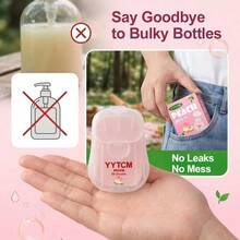 YYTCM Sabun Lembaran Portabel Peach 50 lembar, Kotak Penyimpanan Mini Tutup Flip, Sabun Tangan Sekali Pakai, Kertas Sabun untuk Perjalanan Luar Ruangan, Pelajar, Sabun Pembersih Lembut Portabel, Busa Melimpah, Mudah Dibilas, Tanpa Residu - Persik - View 5