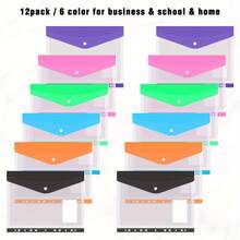 6/12pcs Plastic Envelope Loose-Leaf Binder 11-Hole Expandable Binder Folder, Suitable For 2/3/4-Ring Universal Document Bag, With Snap Button And Label Transparent Loose-Leaf, Suitable For School Home Office (Vertical Opening) - Front Opening - View 5