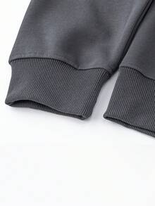 Women's Minimalist Black & Gray Versatile Loose Casual Comfortable Home Daily Commute Crew Neck Long Sleeve Sweatshirt Fall - Dark Gray - View 7