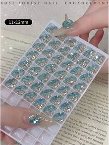 5/48Pcs Lake Blue No-Base Finished Rhinestone Ball Nail Art Decor, Blue Pigeon Egg Rhinestone Ball Nail Art Decoration - Multicolor - View 7