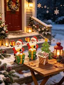 20pcs/Set Christmas Gift Boxes And Greeting Cards - Suitable For Wedding Favors, Baby Shower And Birthday Party. These Gift Boxes Feature Christmas Tree And Santa Claus Designs, Making Them Ideal For Holiday Parties And Bridal Showers. - Multicolor - View 2