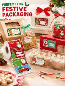 1000pcs Roll Christmas Gift Name Tags, Cute Santa, Gnome, Reindeer, Snowman, Gingerbread Man Patterns With To/From Fill-In Area, Suitable For Gift Bags, Cards, Holiday Packaging - Multicolor - View 4