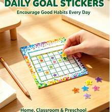 Children's Star Reward Points Cards 30pcs Set, 1500pcs Colorful Smiling Face Star Stickers, Kindergarten Classroom Home Behavior Habit Tracking Incentive Chart - Multicolor - View 2