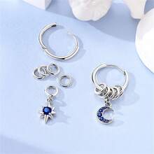 Vectoflux 1 Pair S925 Sterling Silver High Quality Low Hypoallergenic Women's Earrings Strawberry Skull Hand Heart Star Moon Hoop Earrings Wedding Party Gathering Jewelry Gift Suitable For Birthday Party Holiday Couple Gift - Multicolor - View 4
