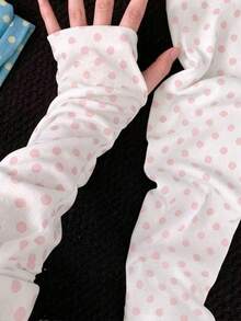 1 Pair Colorful Polka Dot Scrunchie Leg Warmers/Sleeves, 2-In-1 Wear, Summer Dopamine Sweet Girl Arm Warmers, Versatile Sun Protection - Multicolor - View 3