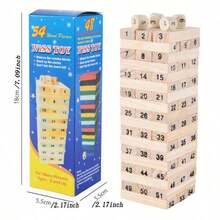 1PC Digital Stacking Blocks - 54pcs Layered Stacking Blocks - Domino Stacking Early Education Wooden Toy - Multicolor - View 4