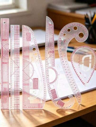 6pcs Multi-Function Ruler Set, Pattern Making & Grading Rulers, Curved Rulers For Fashion Design Drawing, Soft Rulers For Cutting & Sewing, Flexible & Durable, Accurate Scale, Suitable For Clothing Size Measurement And Tailoring Tools