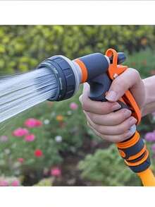 1pc High Pressure Garden Hose Nozzle, With Adjustable Nozzle, Multi-Purpose For Garden Watering + Car Washing + Yard Cleaning, Durable Lightweight Design, Orange And Black Ergonomic Non-Slip Handle, Universal Threaded Connection, Easy Installation - A - View 5