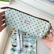 1pc New Polka Dot Series Korean Style Fashion Minimalist Pencil Case, Large Capacity Storage Bag, Cute Stationery Box For Middle And High School Students, Essential For New Semester! - A - View 3