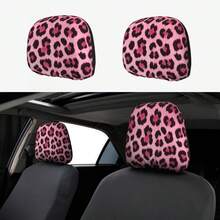 2pcs Car Headrest Covers, Black Leopard & Yellow Leopard Print, Fit For SUV & Sedan, Decorative Headrest Protector, Dust-Proof & Breathable - Multicolor - View 8