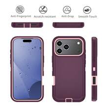 Anti-Drop Anti-Shock Anti-Wear Full Body Protection Phone Case, Durable And Sturdy, 3-In-1 Protective Case Compatible With Iphone, Galaxy And Other Phones - Wine Pink - View 10