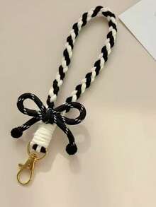 1pc Striped Bow Keychain Candy Color Phone Wrist Strap 2-In-1, Girly Pendant Accessory Wrist Short Rope Hand Strap Keychain Outdoor Travel Anti-Loss, Graduation Season Gift, Smartphone Wrist Strap, Strap, Short Wrist Strap Bag Hanging Chain Universal, Doll Plush Backpack Water Bottle Hanging Rope Anti-Loss Rope Beaded Hanging Rope Car Key Pendant - Multicolor - View 11