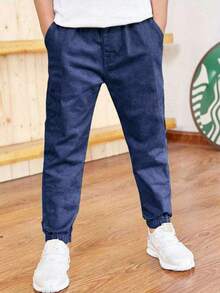 Set Celana Jogger Kasual Serbaguna 3 Potong untuk Anak Laki-laki dan Remaja, Musim Semi, Musim Panas, Musim Gugur, Musim Dingin, Kembali ke Sekolah - Hitam - View 7